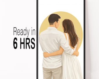 Custom Digital Couple Portrait From Photo -  Family Portrait Illustration, Personalized Gift