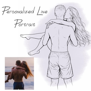 One Line Drawing: Minimalist Portrait from Photo, Digital Art, First Anniversary Gift image 2