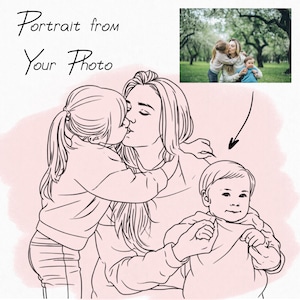 One Line Drawing: Minimalist Portrait from Photo, Digital Art, First Anniversary Gift image 5
