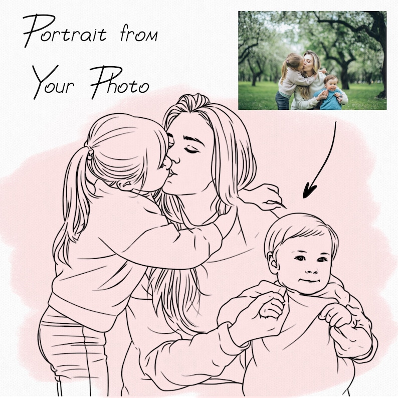 One Line Drawing: Minimalist Portrait from Photo, Digital Art, First Anniversary Gift image 5
