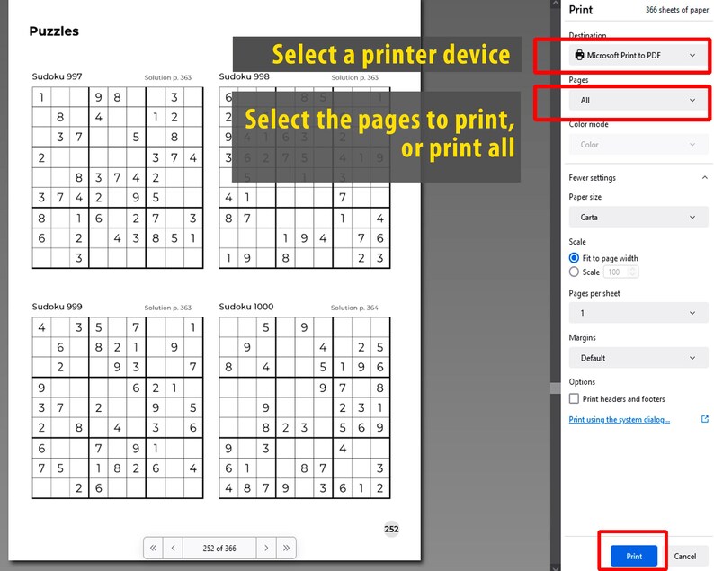 ✔ 5,000 Sudokus, guaranteeing hours of entertainment.
✔ Each Sudoku has only one possible solution.
✔ Track your solving time to challenge yourself.
✔ Easily identify completed number sets.
✔ Clear and elegant design.
✔ 3 Difficulty Levels – Suitable for beginners, enthusiasts, and experts alike.
✔ Printable Sudoku book, ideal for use at home, in the classroom, or while traveling.
✔ Two files: Standard US-Letter (8.5in x 11in) and A4 Paper.
✔ 4 Sudokus per page.
✔ Easy-to-read