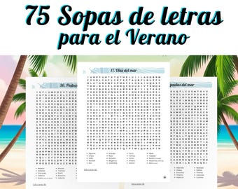 Sopas de letras para el verano. 1500 palabras para buscar en 75 sopas temáticas veraniegas. Libro de pasatiempos para adultos y jóvenes. PDF