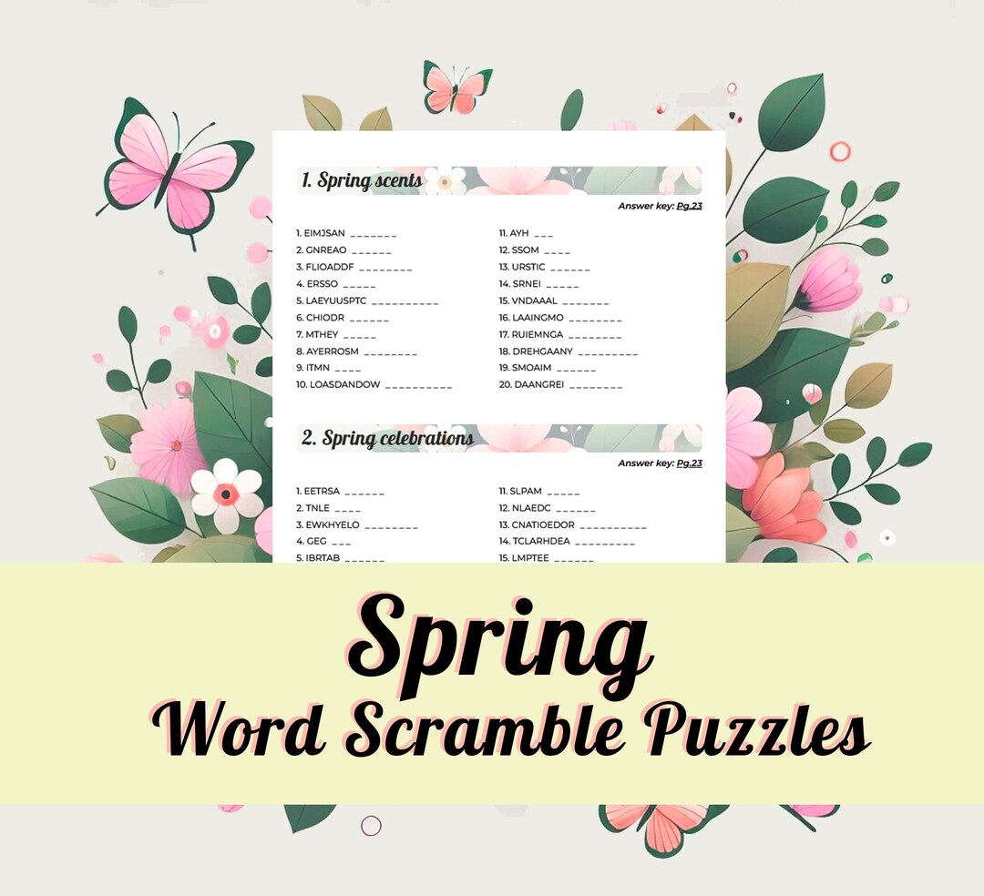 Spring Scrambled Words Game, 800 Scramble Words. Answer Key Included ...