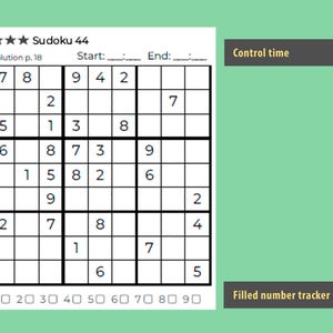 ✔ 5,000 Sudokus, guaranteeing hours of entertainment.
✔ Each Sudoku has only one possible solution.
✔ Track your solving time to challenge yourself.
✔ Easily identify completed number sets.
✔ Clear and elegant design.
✔ 3 Difficulty Levels – Suitable for beginners, enthusiasts, and experts alike.
✔ Printable Sudoku book, ideal for use at home, in the classroom, or while traveling.
✔ Two files: Standard US-Letter (8.5in x 11in) and A4 Paper.
✔ 4 Sudokus per page.
✔ Easy-to-read