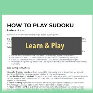 ✔ 5,000 Sudokus, guaranteeing hours of entertainment.
✔ Each Sudoku has only one possible solution.
✔ Track your solving time to challenge yourself.
✔ Easily identify completed number sets.
✔ Clear and elegant design.
✔ 3 Difficulty Levels – Suitable for beginners, enthusiasts, and experts alike.
✔ Printable Sudoku book, ideal for use at home, in the classroom, or while traveling.
✔ Two files: Standard US-Letter (8.5in x 11in) and A4 Paper.
✔ 4 Sudokus per page.
✔ Easy-to-read