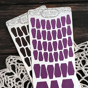 Purple and Black Coffin planner sticker sheet - spooky cute - planner accents