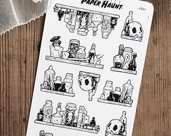Potion Shelf Planner STICKER Sheet - witchy goth