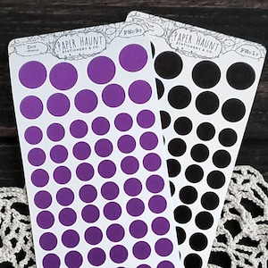 Purple and Black Dot planner sticker sheet - planner accents