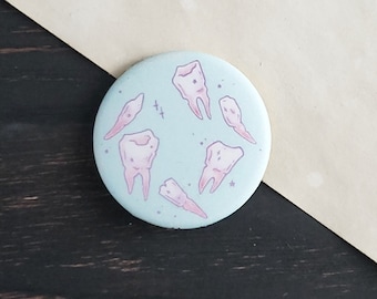 Pastel Teeth pin button badge- Pastel Goth Spooky Cute - 1.5 Inch Size
