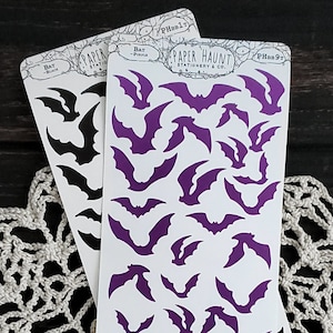 Purple and Black Bat planner sticker sheet - spooky cute - planner accents