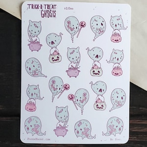 Pastel Trick r Treat Ghost - Planner Sticker Sheet- Spooky cute - Halloween - Pastel Goth