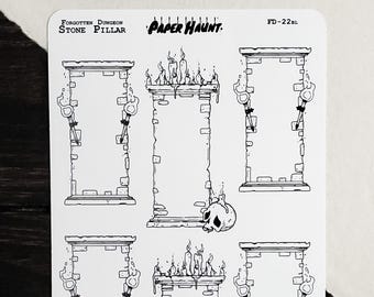Stone Pillar Planner Box STICKER Sheet | Forgotten Dungeon | Gothic Dungeon