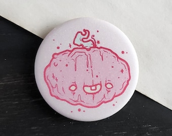 Happy Jackolantern Pin Badge - 1.5 inch - Creepy cute - Pastel - Jack-o-lantern