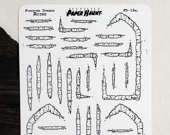 Dungeon Ruins planner STICKER Sheet | Forgotten Dungeon | Gothic Dungeon