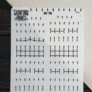 Iron Fence clear planner sticker sheet - Graveyard Haunts - cemetery fence- planner border