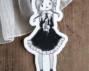 Kürbis-Mädchen Aufkleber - Spooky niedlich - Jack o Lantern - Halloween Goth - Floating Head