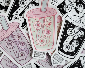 BOBA TEA pastel goth Sticker, Creepy cute