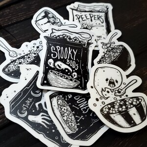 Creepy cereal sticker set.