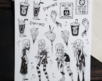 Foglio di adesivi per pianificatore gotico Zombie Girl