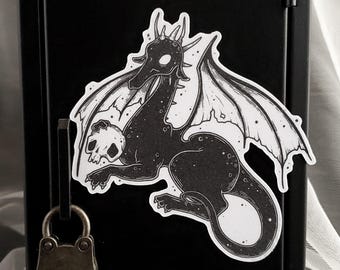 Dragon with Skull Magnet | Gothic Dark Fantasy