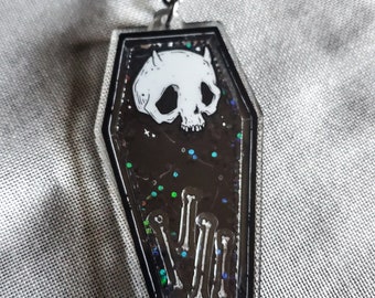 Devil Skull coffin- Shaker charm keychain