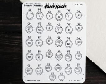 Potion Numbers Planner Sticker Sheet | Forgotten Dungeon