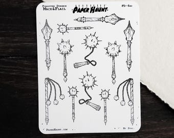Mace and flail Planner Sticker Sheet | Forgotten Dungeon
