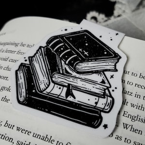 Witchy book stack magnetic Bookmark, Spooky cute, Goth