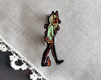 Ember Witch lowbrow fire enamel pin