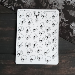 Skull number planner STICKER sheet