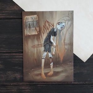 The Hunger- Zombie girl 5x7 art print - Creepy cute- goth horror