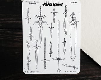 Sword Planner Sticker Sheet | Forgotten Dungeon