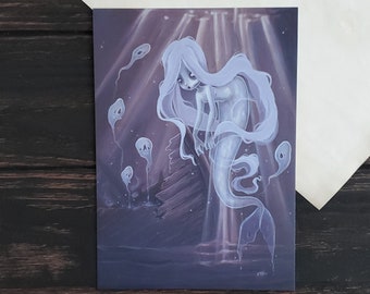 The Ghost Ship- 5x7 art print - mermaid - Spooky Cute