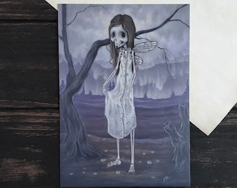 Daisy Bones - 5x7 skeleton fairy art print - Creepy Cute Gothic Fantasy