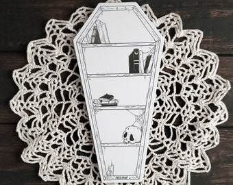 Coffin Bookshelf Notepad- Spooky Cute Goth stationery