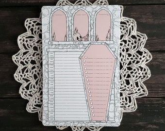 Vampire's Crypt Daily/ hourly planner Notepad- Spooky Cute Goth stationery