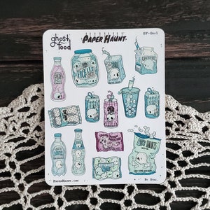 Ghost Foods STICKER sheet - Goth Planner - Spooky Cute
