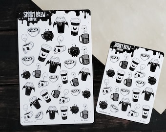 Folha de adesivos para planejador fantasma Spooky Coffee