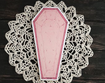 Pink Coffin Notepad- Spooky Cute Goth stationery
