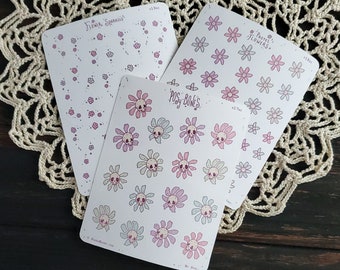 Pastel Skull Flower- Planner Sticker sheet - Creepy cute, Pastel Goth