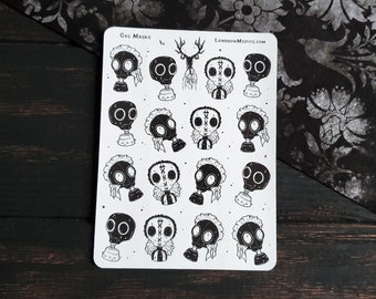 Gas Mask Planner STICKER Sheet - creepy cute goth