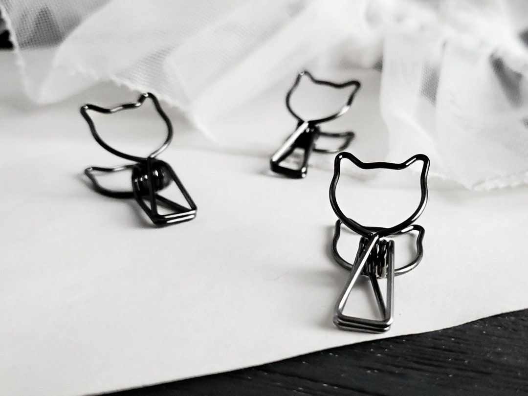 Cat Binder Clip Set Paperclips, Spooky Cute, Goth Etsy