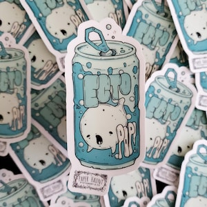 GHOST Soda Can STICKER, Spooky Cute Goth- Ecto Pop