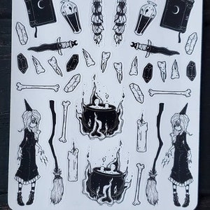 creepy cute goth halloween witch stickers