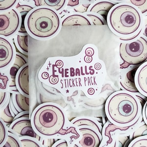 Pastel Eyeballs STICKER pack - Spooky cute - Pastel Goth -  Pack of 20