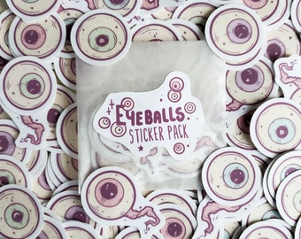 Pacote de ADESIVOS Pastel Eyeballs - Assustador e fofo - Pastel Goth - Pacote com 20