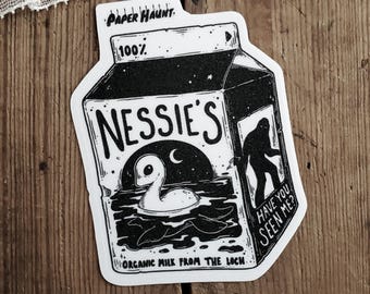 Nessie Milk Carton STICKER | Cute Cryptid | Vinyl Sticker