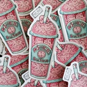 Brain Slushie STICKER- Zombie Foods- Creepy Cute