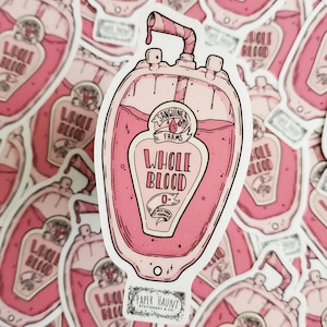 Bloedzakje STICKER- Vampire Food- Spooky schattig - Pastel Goth