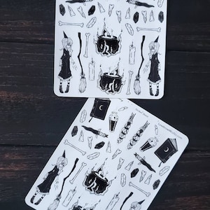 Halloween gothic witch sticker sheet for planners